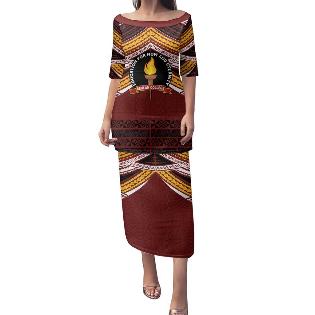 Personalised Tonga Beulah College Family Matching Puletasi and Hawaiian Shirt Polynesian Ngatu Tribal