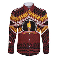 Personalised Tonga Beulah College Family Matching Short Sleeve Bodycon Dress and Hawaiian Shirt Polynesian Ngatu Tribal LT9 Dad's Shirt - Long Sleeve Red - Polynesian Pride