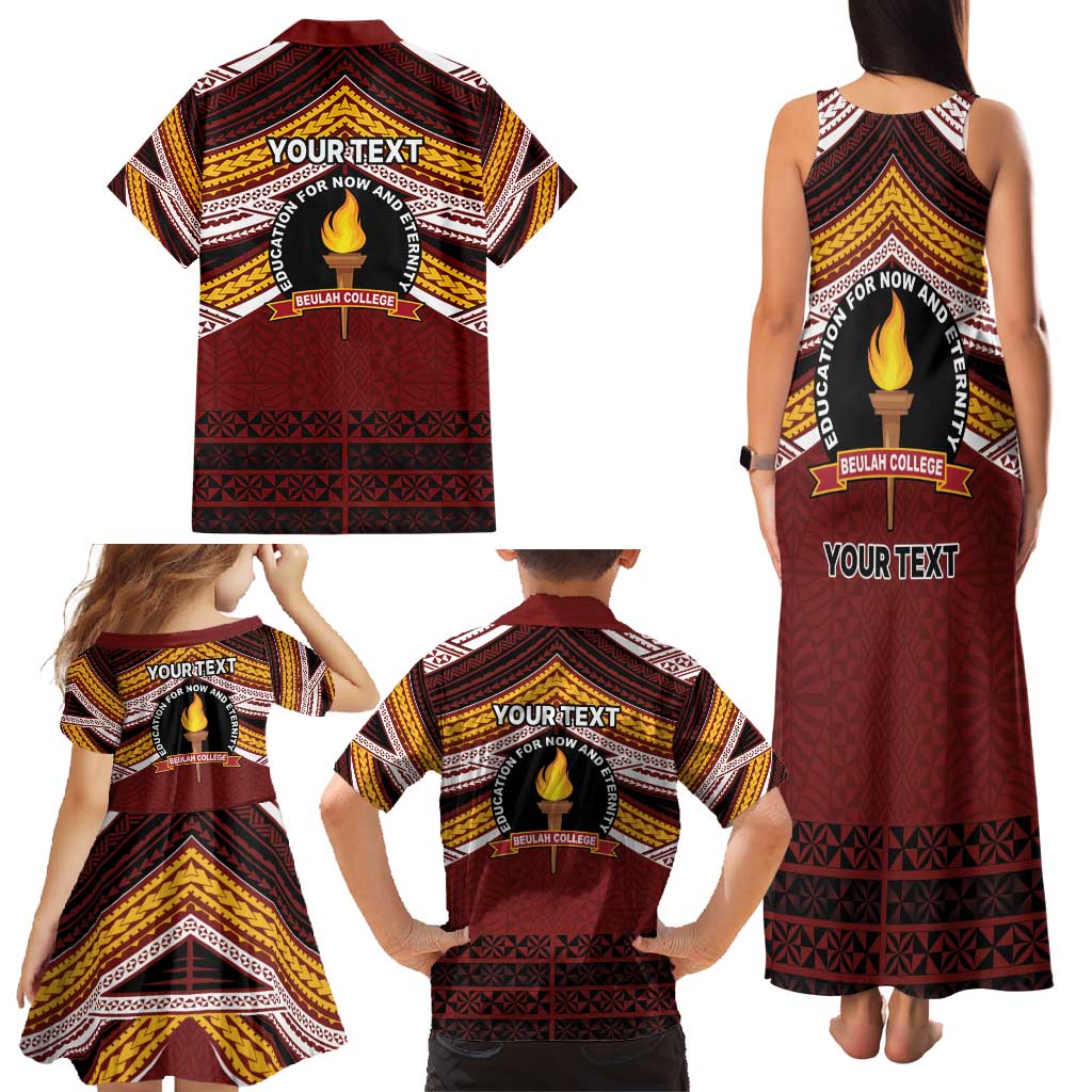 Personalised Tonga Beulah College Family Matching Tank Maxi Dress and Hawaiian Shirt Polynesian Ngatu Tribal LT9 - Polynesian Pride