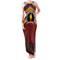 Personalised Tonga Beulah College Family Matching Tank Maxi Dress and Hawaiian Shirt Polynesian Ngatu Tribal LT9 Mom's Dress Red - Polynesian Pride