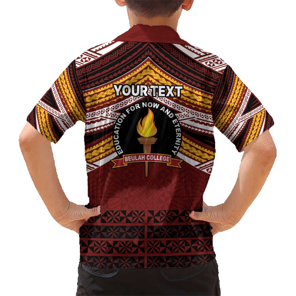 Personalised Tonga Beulah College Hawaiian Shirt Polynesian Ngatu Tribal