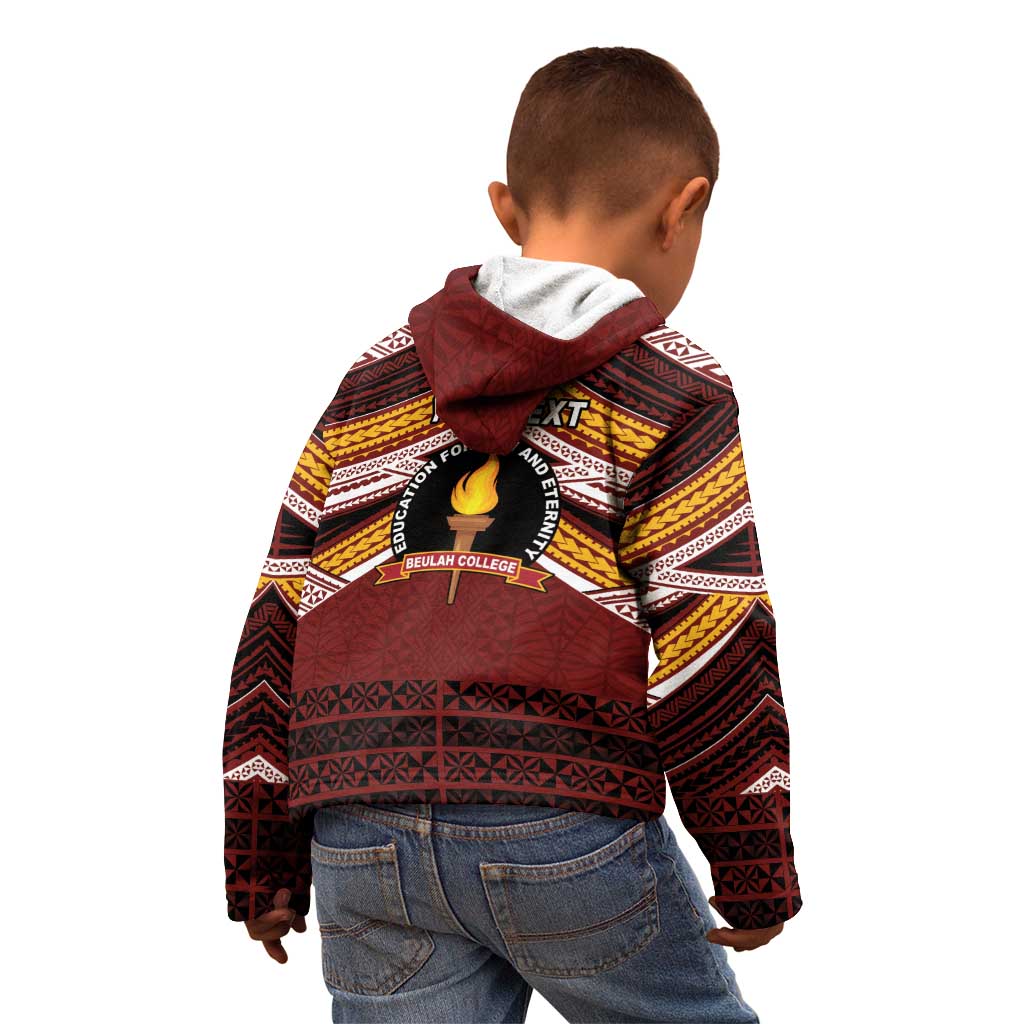 Personalised Tonga Beulah College Kid Hoodie Polynesian Ngatu Tribal