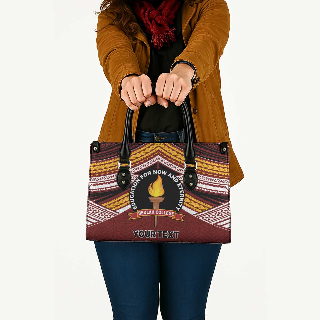 Personalised Tonga Beulah College Leather Bag Polynesian Ngatu Tribal - Polynesian Pride