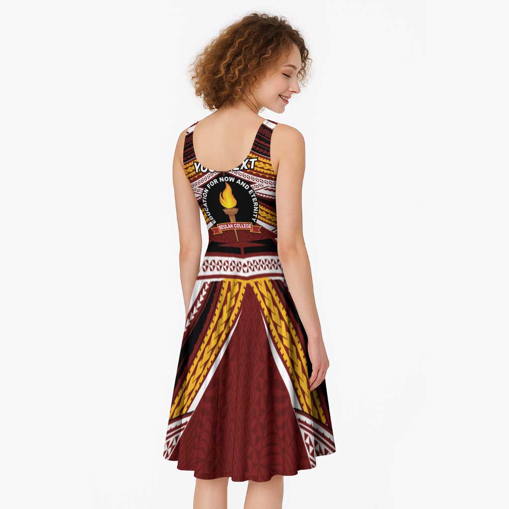 Personalised Tonga Beulah College Midi Dress Polynesian Ngatu Tribal - Polynesian Pride