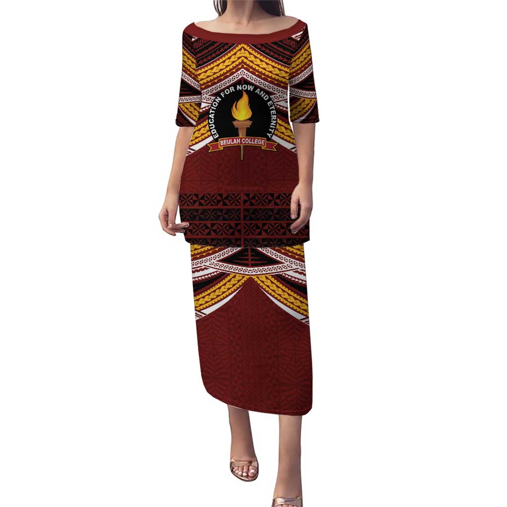 Personalised Tonga Beulah College Puletasi Polynesian Ngatu Tribal