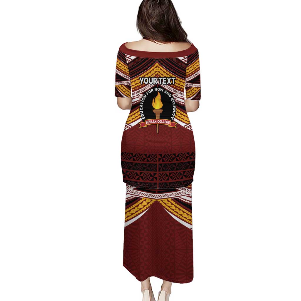 Personalised Tonga Beulah College Puletasi Polynesian Ngatu Tribal
