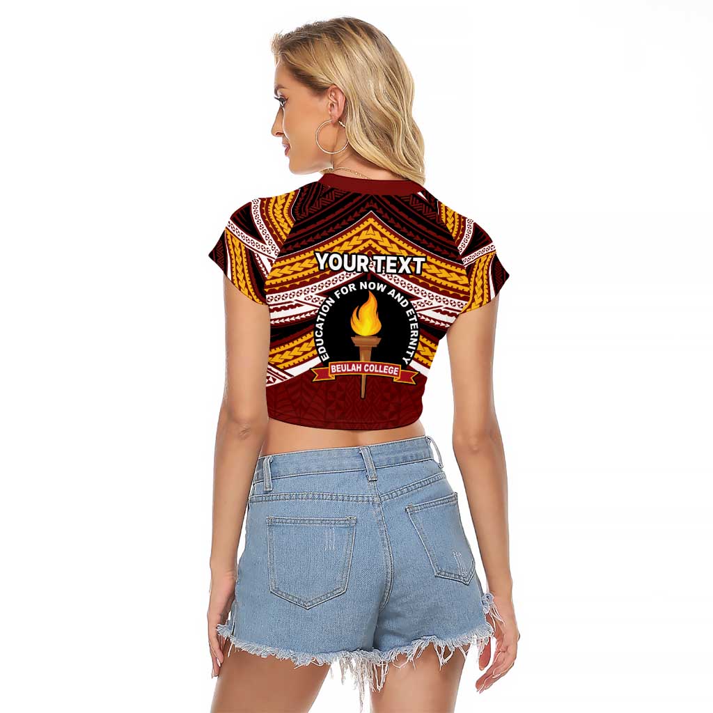 Personalised Tonga Beulah College Raglan Cropped T Shirt Polynesian Ngatu Tribal