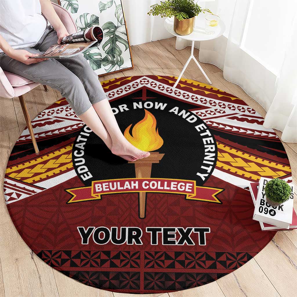 Personalised Tonga Beulah College Round Carpet Polynesian Ngatu Tribal