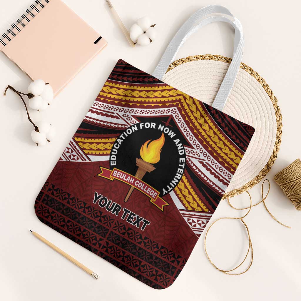 Personalised Tonga Beulah College Tote Bag Polynesian Ngatu Tribal - Polynesian Pride