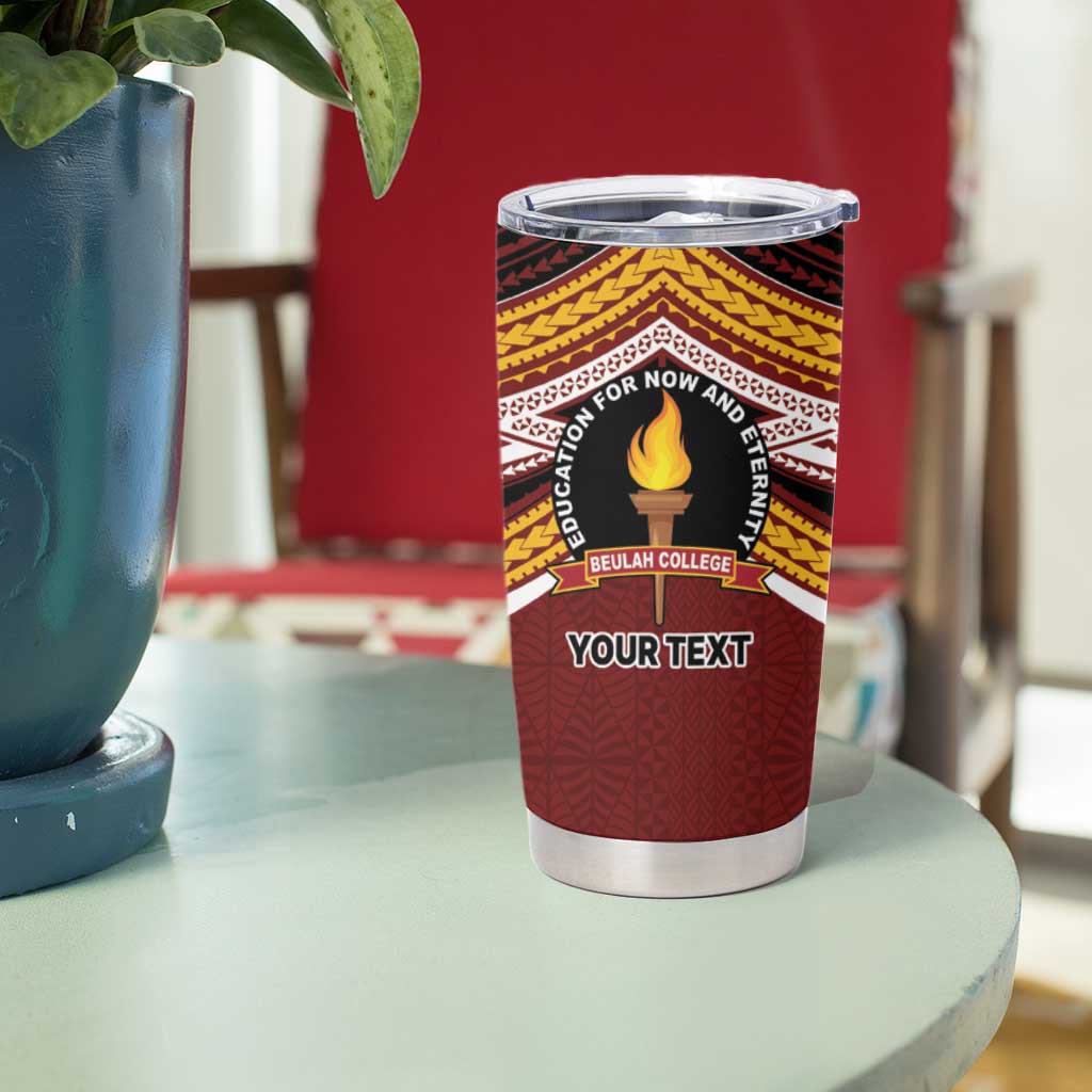 Personalised Tonga Beulah College Tumbler Cup Polynesian Ngatu Tribal