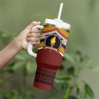 Personalised Tonga Beulah College Tumbler With Handle Polynesian Ngatu Tribal