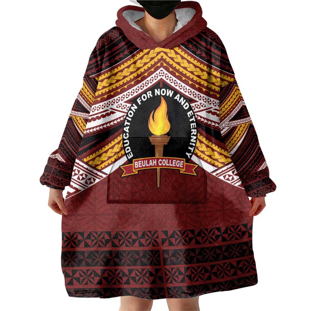 Personalised Tonga Beulah College Wearable Blanket Hoodie Polynesian Ngatu Tribal LT9 - Polynesian Pride