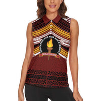 Personalised Tonga Beulah College Women Sleeveless Polo Shirt Polynesian Ngatu Tribal
