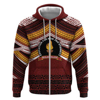 Personalised Tonga Beulah College Zip Hoodie Polynesian Ngatu Tribal