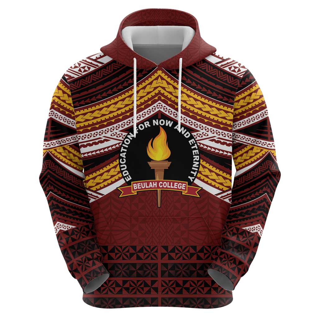Personalised Tonga Beulah College Zip Hoodie Polynesian Ngatu Tribal