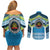 Personalised Tonga Lavengamalie College Couples Matching Off Shoulder Short Dress and Long Sleeve Button Shirt Polynesian Ngatu Tribal