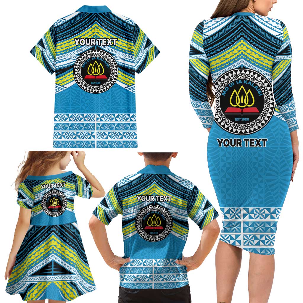 Personalised Tonga Lavengamalie College Family Matching Long Sleeve Bodycon Dress and Hawaiian Shirt Polynesian Ngatu Tribal LT9 - Polynesian Pride