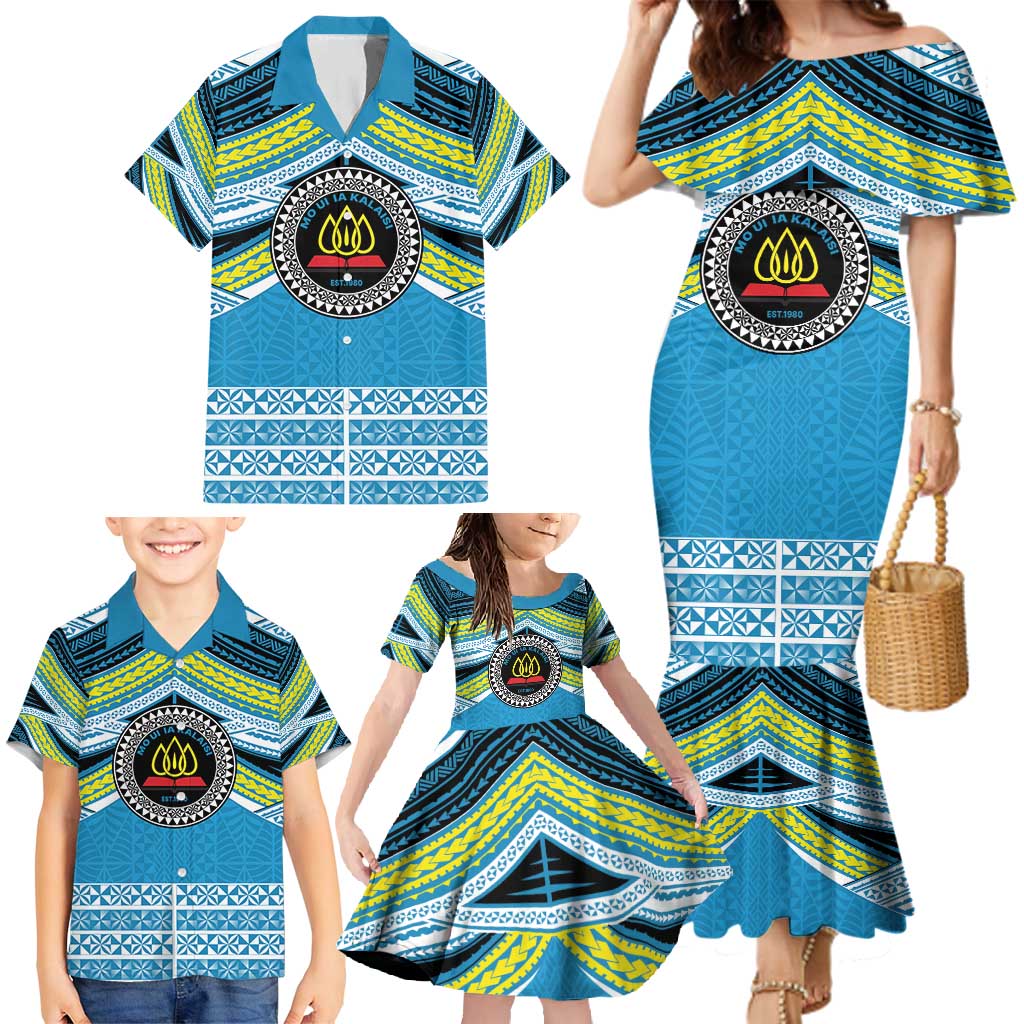 Personalised Tonga Lavengamalie College Family Matching Mermaid Dress and Hawaiian Shirt Polynesian Ngatu Tribal LT9 - Polynesian Pride