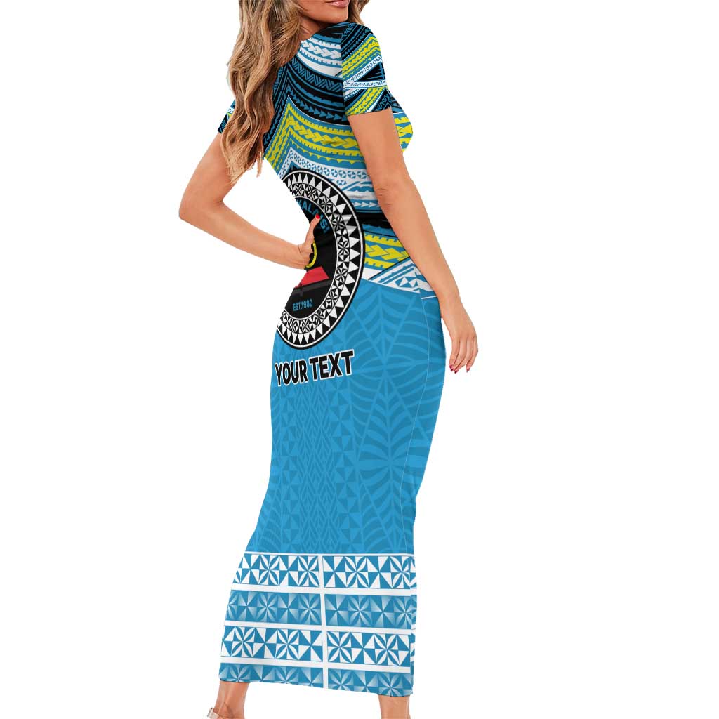 Personalised Tonga Lavengamalie College Family Matching Short Sleeve Bodycon Dress and Hawaiian Shirt Polynesian Ngatu Tribal LT9 - Polynesian Pride