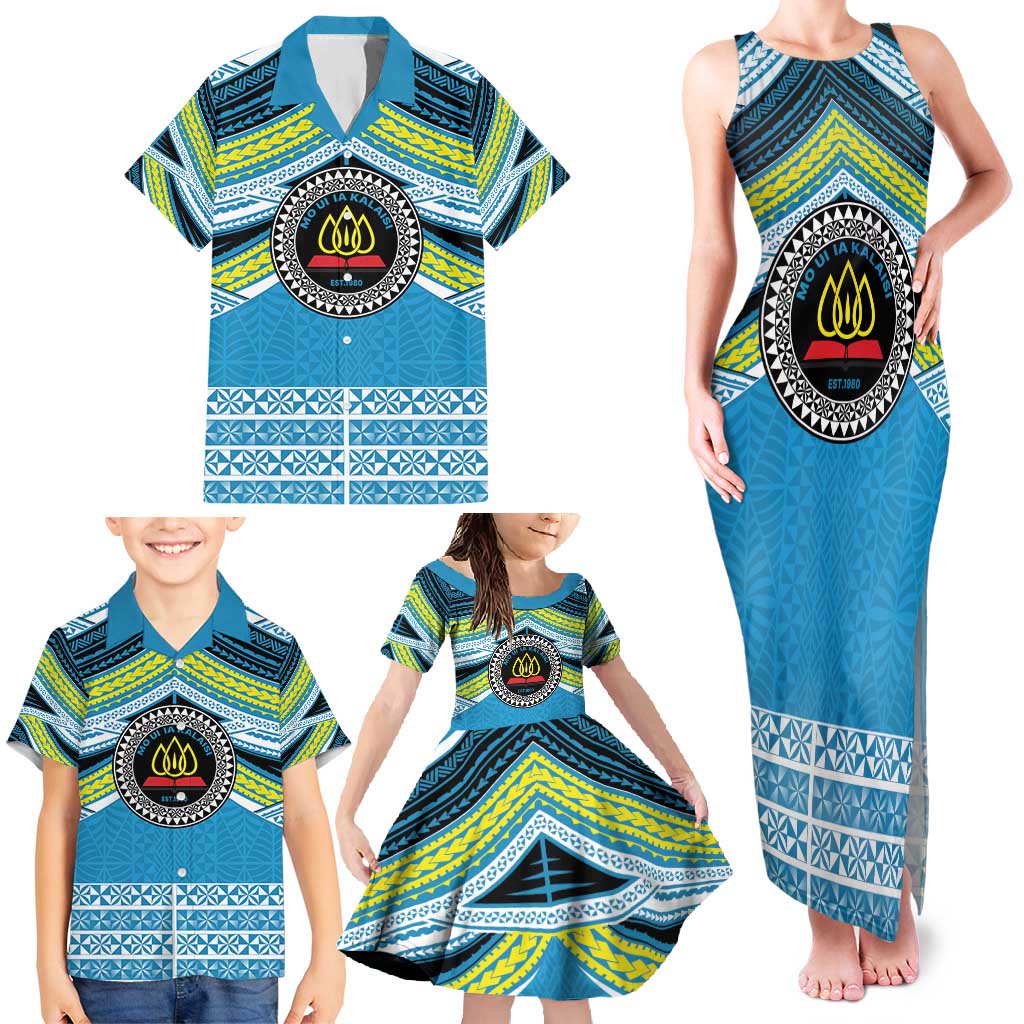 Personalised Tonga Lavengamalie College Family Matching Tank Maxi Dress and Hawaiian Shirt Polynesian Ngatu Tribal LT9 - Polynesian Pride