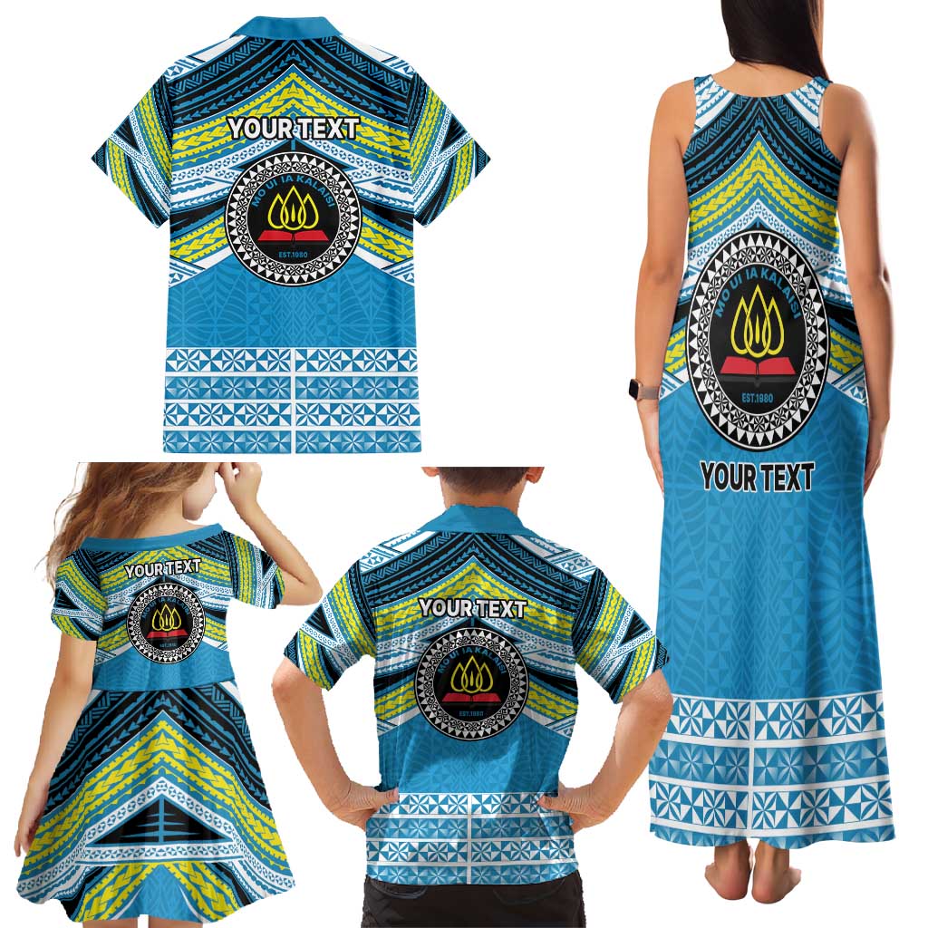 Personalised Tonga Lavengamalie College Family Matching Tank Maxi Dress and Hawaiian Shirt Polynesian Ngatu Tribal LT9 - Polynesian Pride