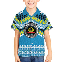 Personalised Tonga Lavengamalie College Family Matching Tank Maxi Dress and Hawaiian Shirt Polynesian Ngatu Tribal LT9 Son's Shirt Blue - Polynesian Pride