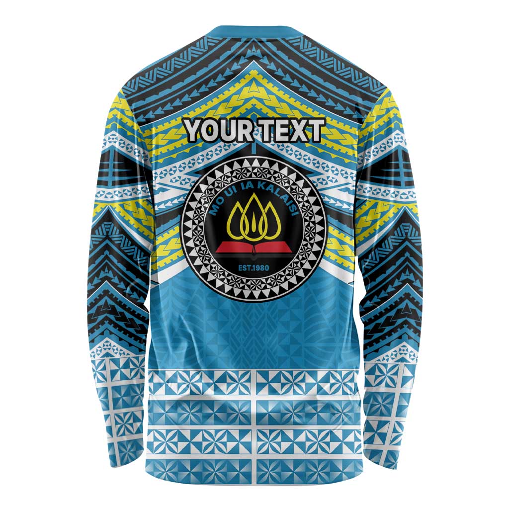 Personalised Tonga Lavengamalie College Long Sleeve Shirt Polynesian Ngatu Tribal