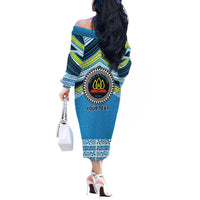 Personalised Tonga Lavengamalie College Off The Shoulder Long Sleeve Dress Polynesian Ngatu Tribal