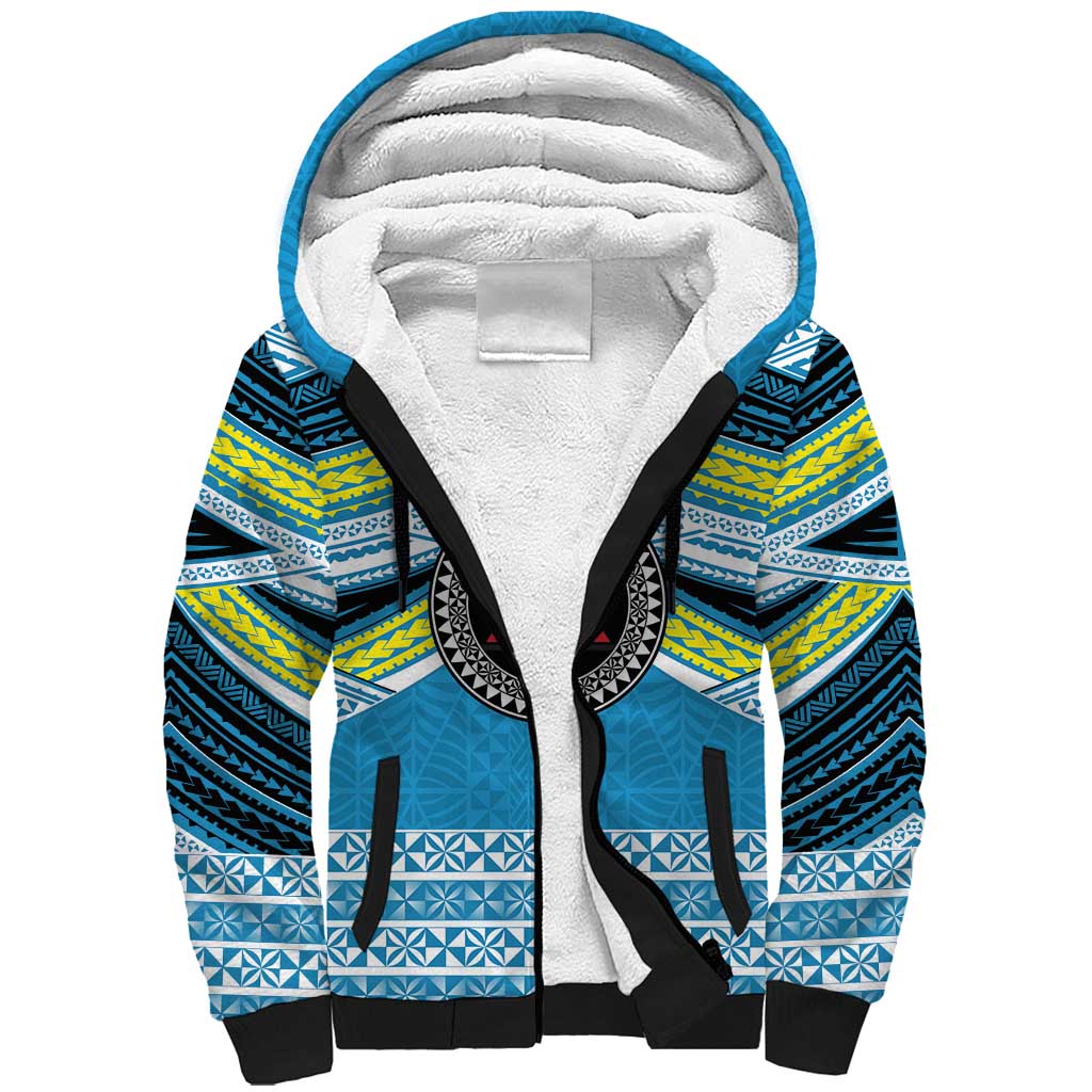 Personalised Tonga Lavengamalie College Sherpa Hoodie Polynesian Ngatu Tribal