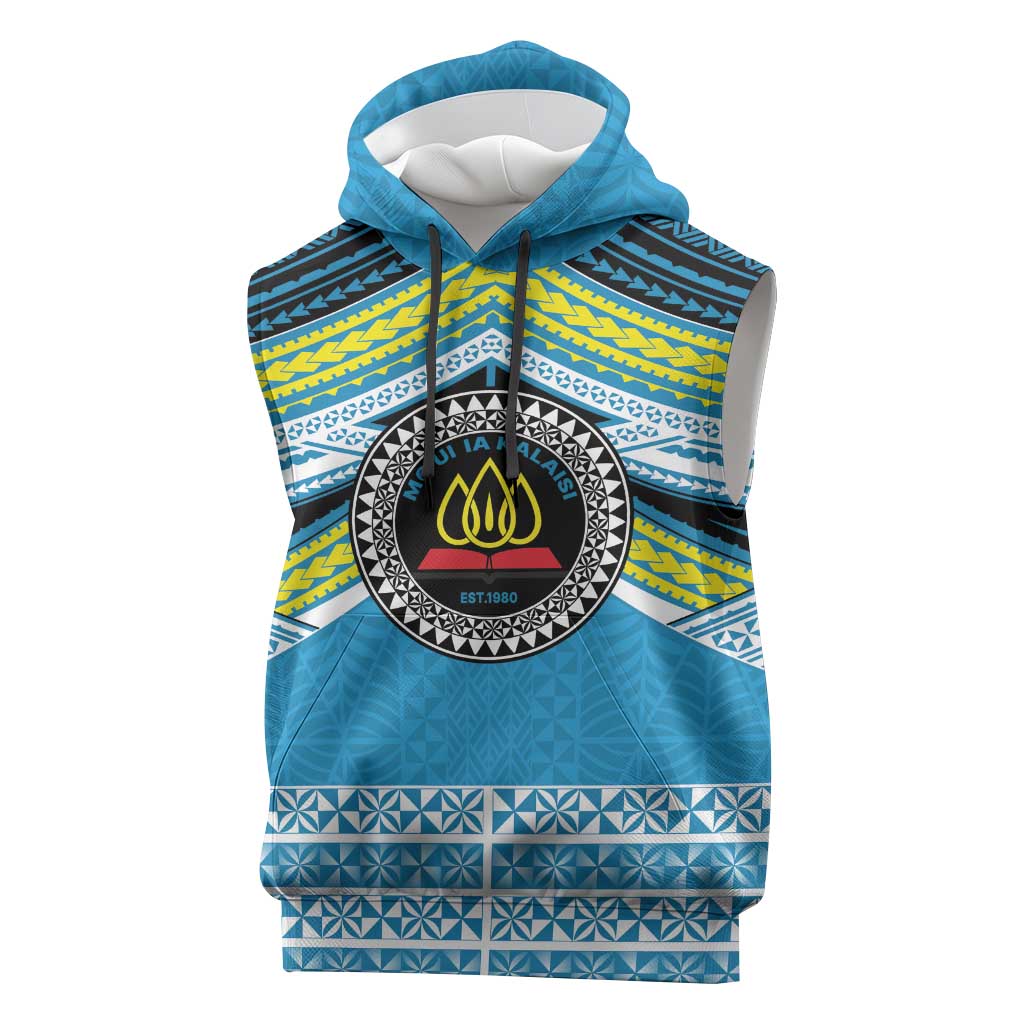 Personalised Tonga Lavengamalie College Sleeveless Hoodie Polynesian Ngatu Tribal - Polynesian Pride