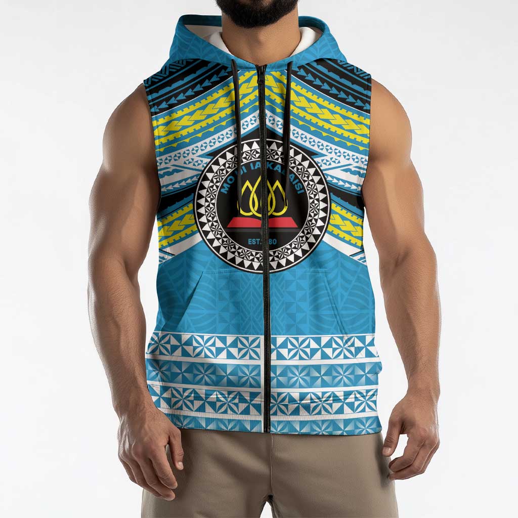 Personalised Tonga Lavengamalie College Sleeveless Zip Hoodie Polynesian Ngatu Tribal - Polynesian Pride
