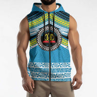 Personalised Tonga Lavengamalie College Sleeveless Zip Hoodie Polynesian Ngatu Tribal - Polynesian Pride