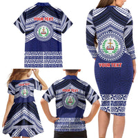 Personalised Tonga Sia'atoutai Theological College Family Matching Long Sleeve Bodycon Dress and Hawaiian Shirt Polynesian Ngatu Tribal LT9 - Polynesian Pride