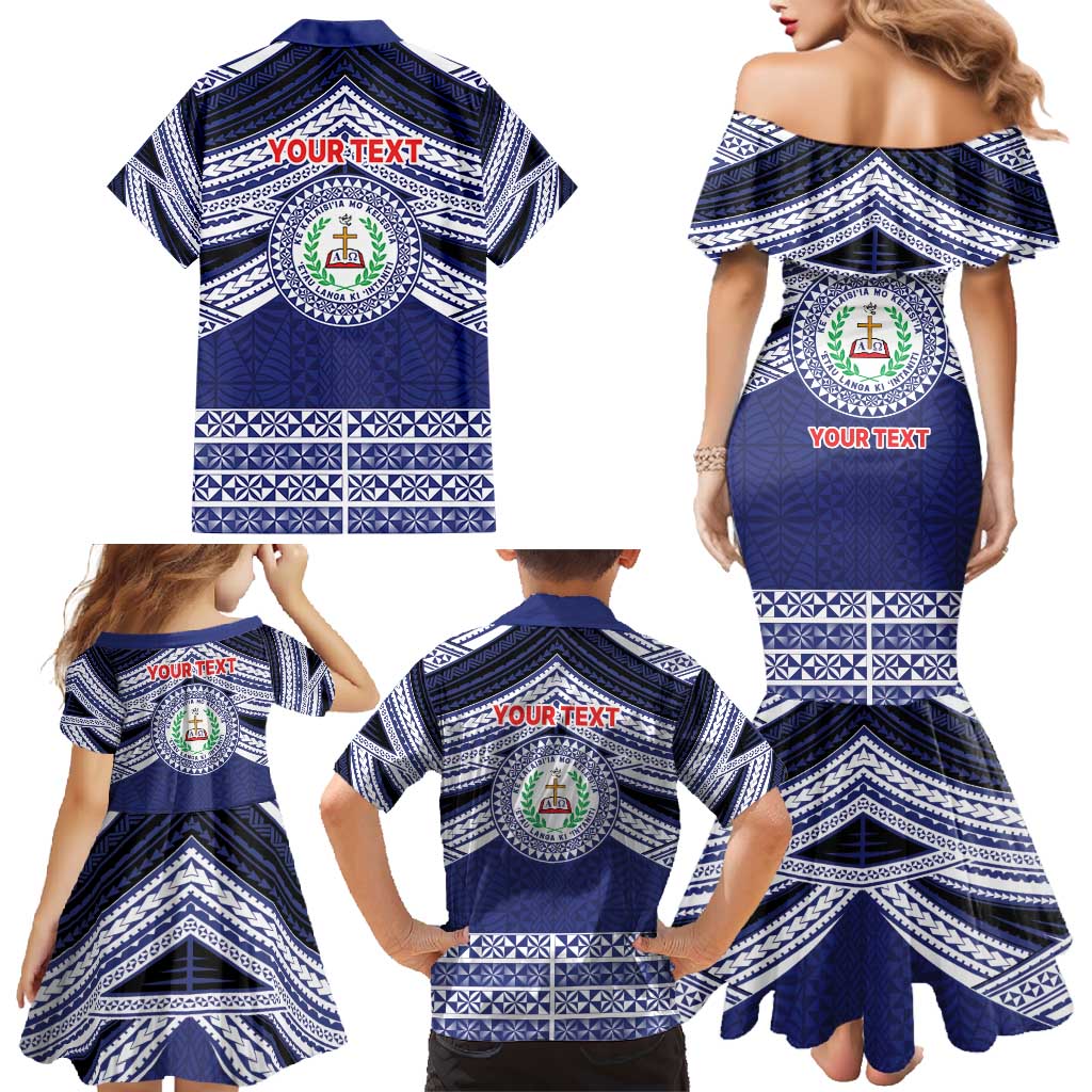 Personalised Tonga Sia'atoutai Theological College Family Matching Mermaid Dress and Hawaiian Shirt Polynesian Ngatu Tribal LT9 - Polynesian Pride