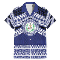 Personalised Tonga Sia'atoutai Theological College Family Matching Mermaid Dress and Hawaiian Shirt Polynesian Ngatu Tribal LT9 Dad's Shirt - Short Sleeve Blue - Polynesian Pride