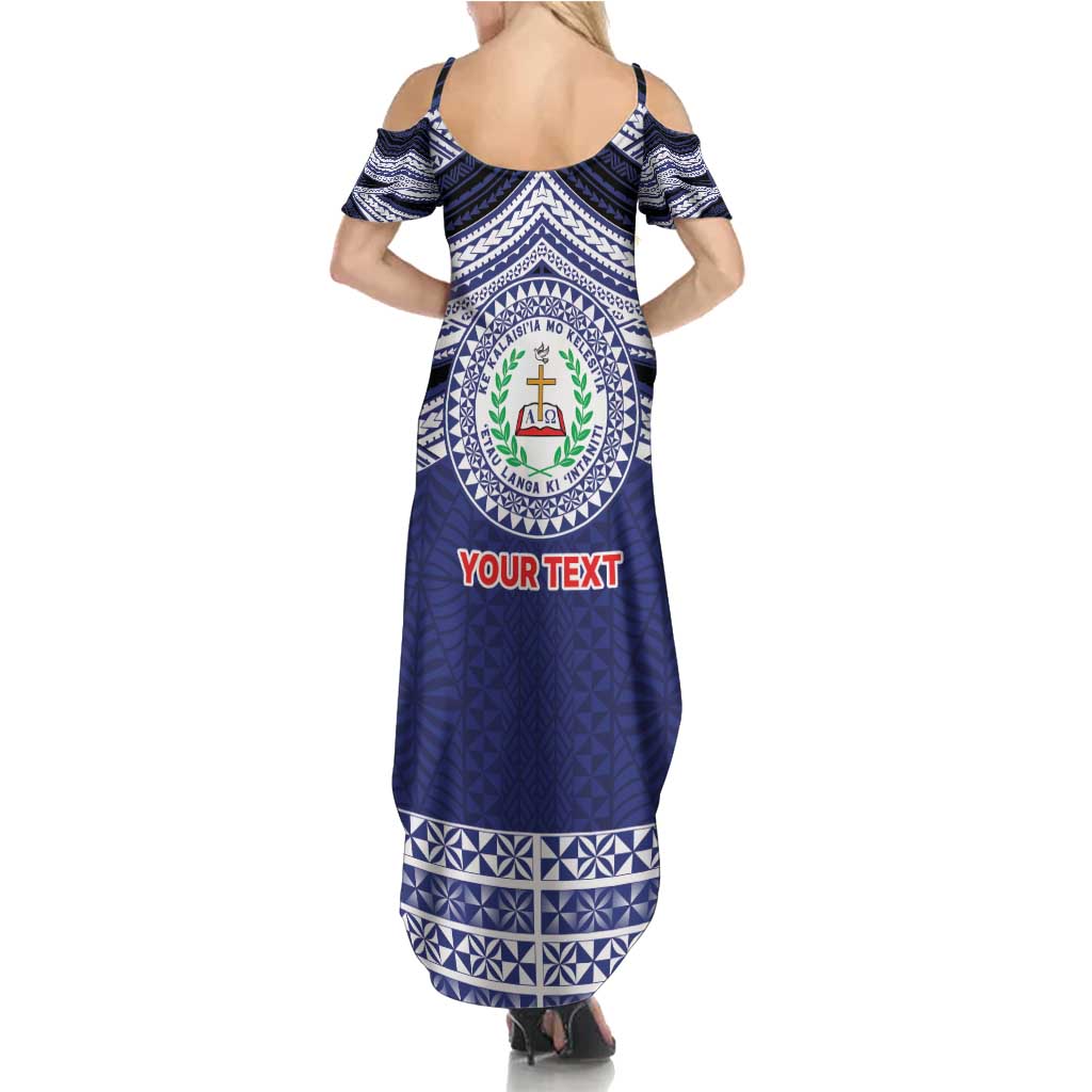 Personalised Tonga Sia'atoutai Theological College Family Matching Summer Maxi Dress and Hawaiian Shirt Polynesian Ngatu Tribal