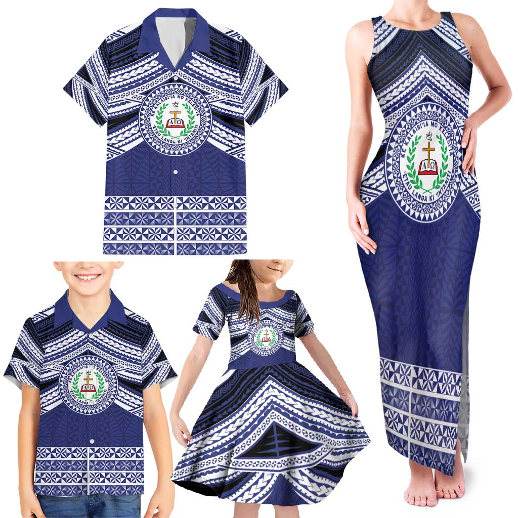 Personalised Tonga Sia'atoutai Theological College Family Matching Tank Maxi Dress and Hawaiian Shirt Polynesian Ngatu Tribal LT9 - Polynesian Pride