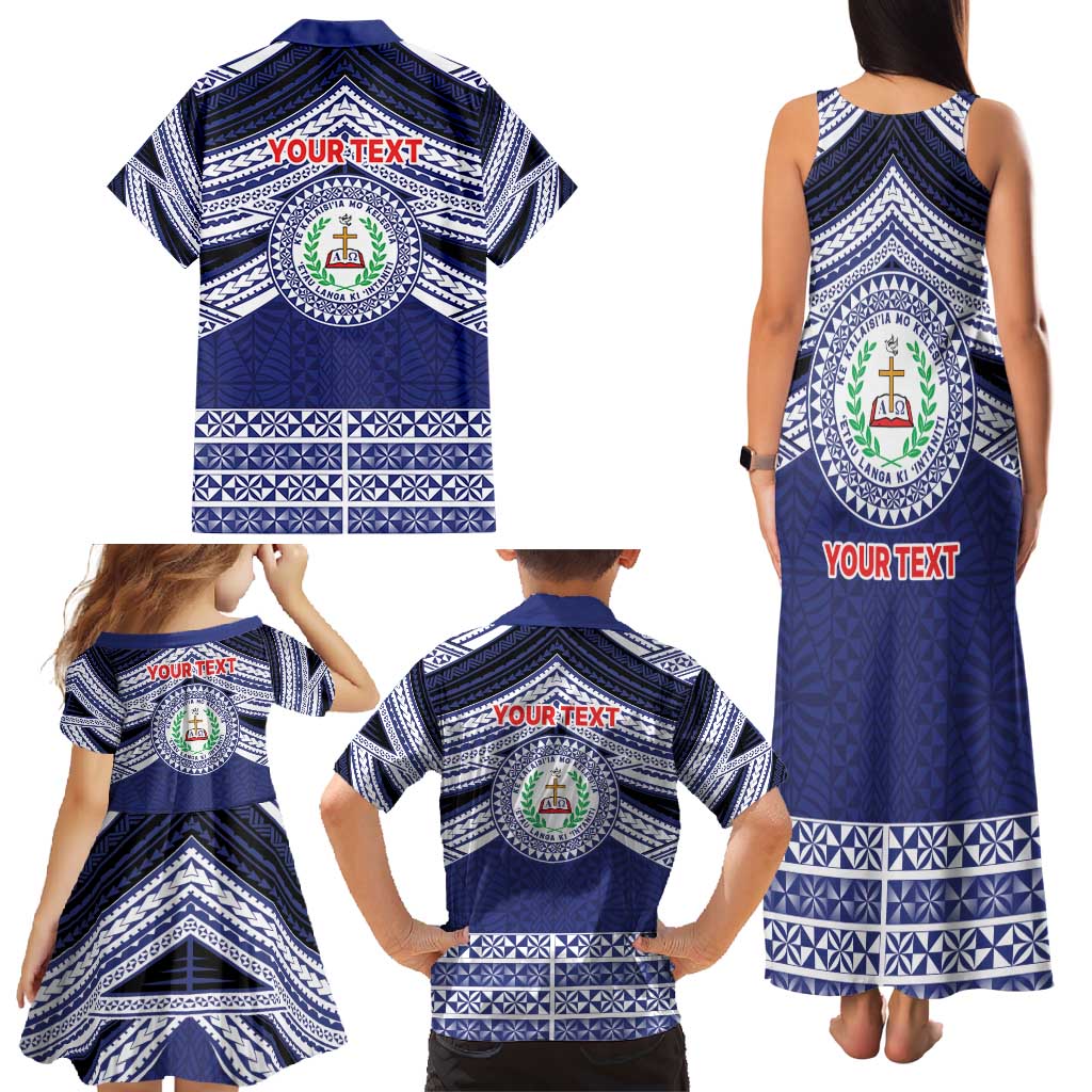 Personalised Tonga Sia'atoutai Theological College Family Matching Tank Maxi Dress and Hawaiian Shirt Polynesian Ngatu Tribal LT9 - Polynesian Pride
