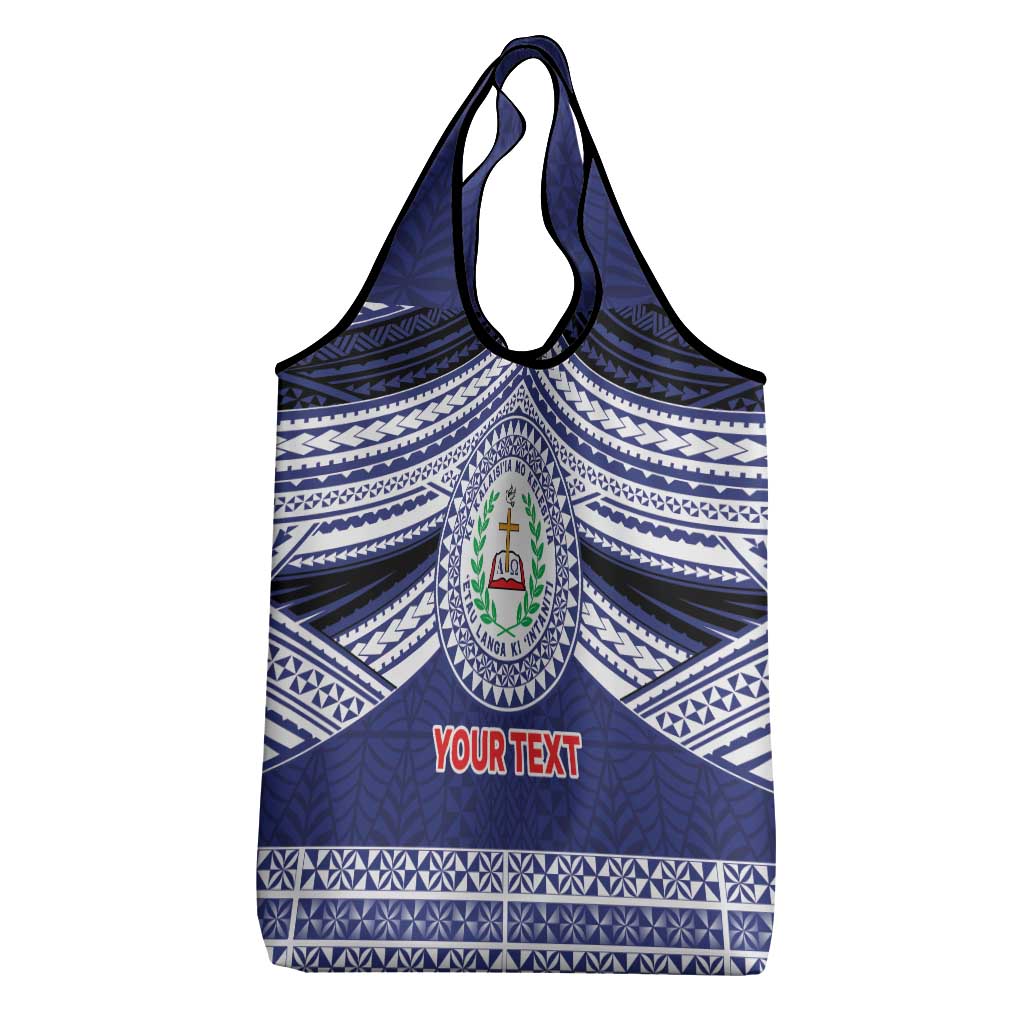 Personalised Tonga Sia'atoutai Theological College Grocery Bag Polynesian Ngatu Tribal
