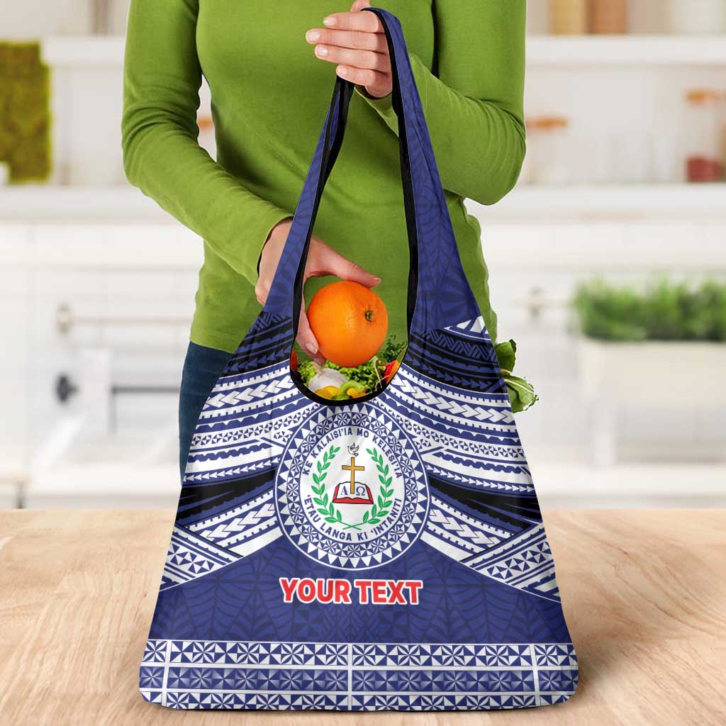 Personalised Tonga Sia'atoutai Theological College Grocery Bag Polynesian Ngatu Tribal