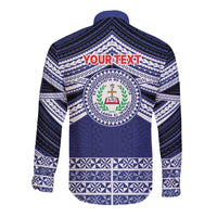 Personalised Tonga Sia'atoutai Theological College Long Sleeve Button Shirt Polynesian Ngatu Tribal