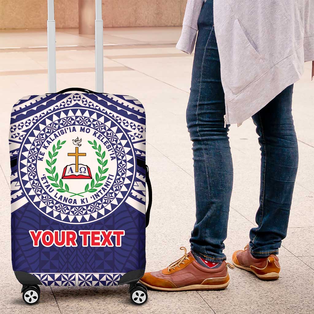 Personalised Tonga Sia'atoutai Theological College Luggage Cover Polynesian Ngatu Tribal