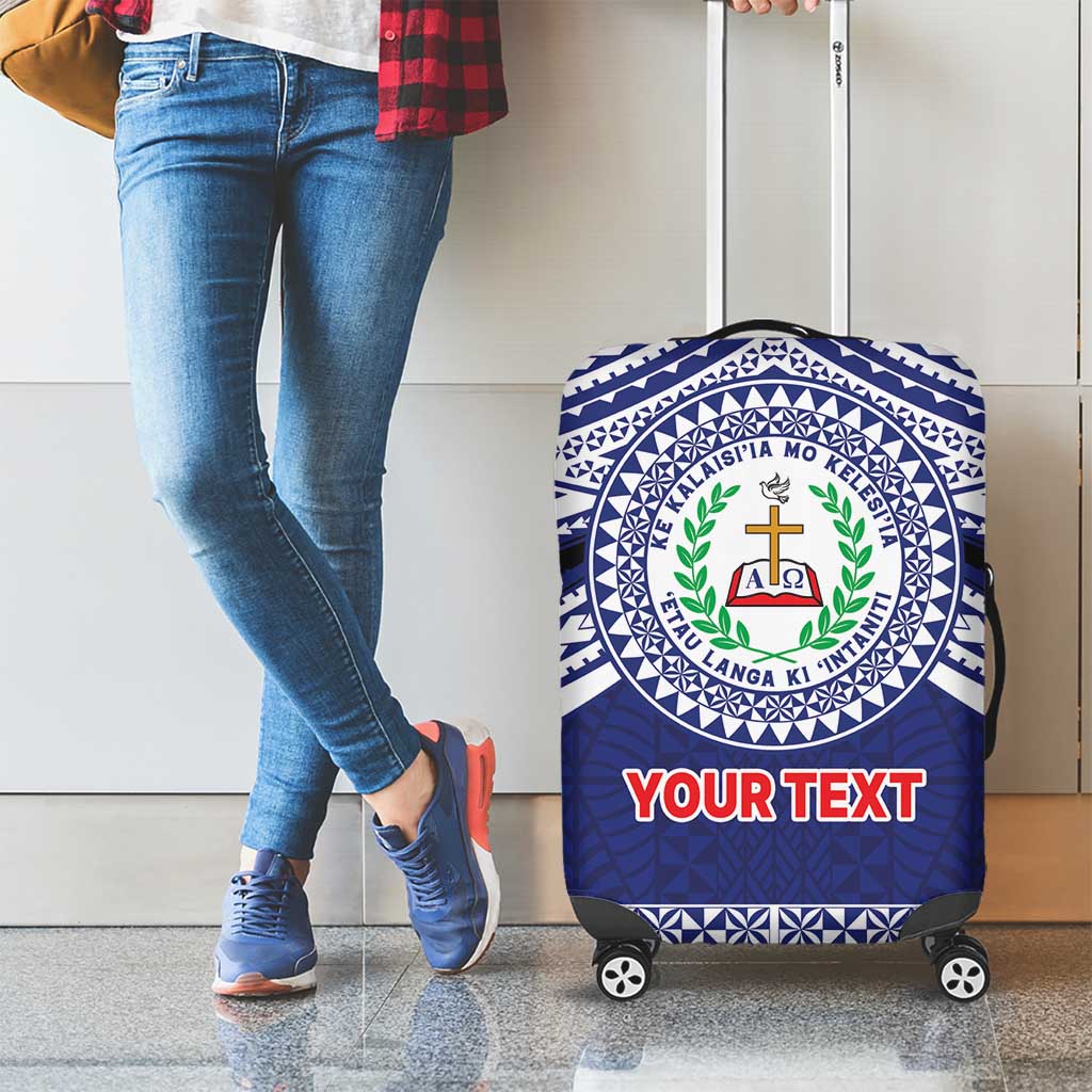 Personalised Tonga Sia'atoutai Theological College Luggage Cover Polynesian Ngatu Tribal