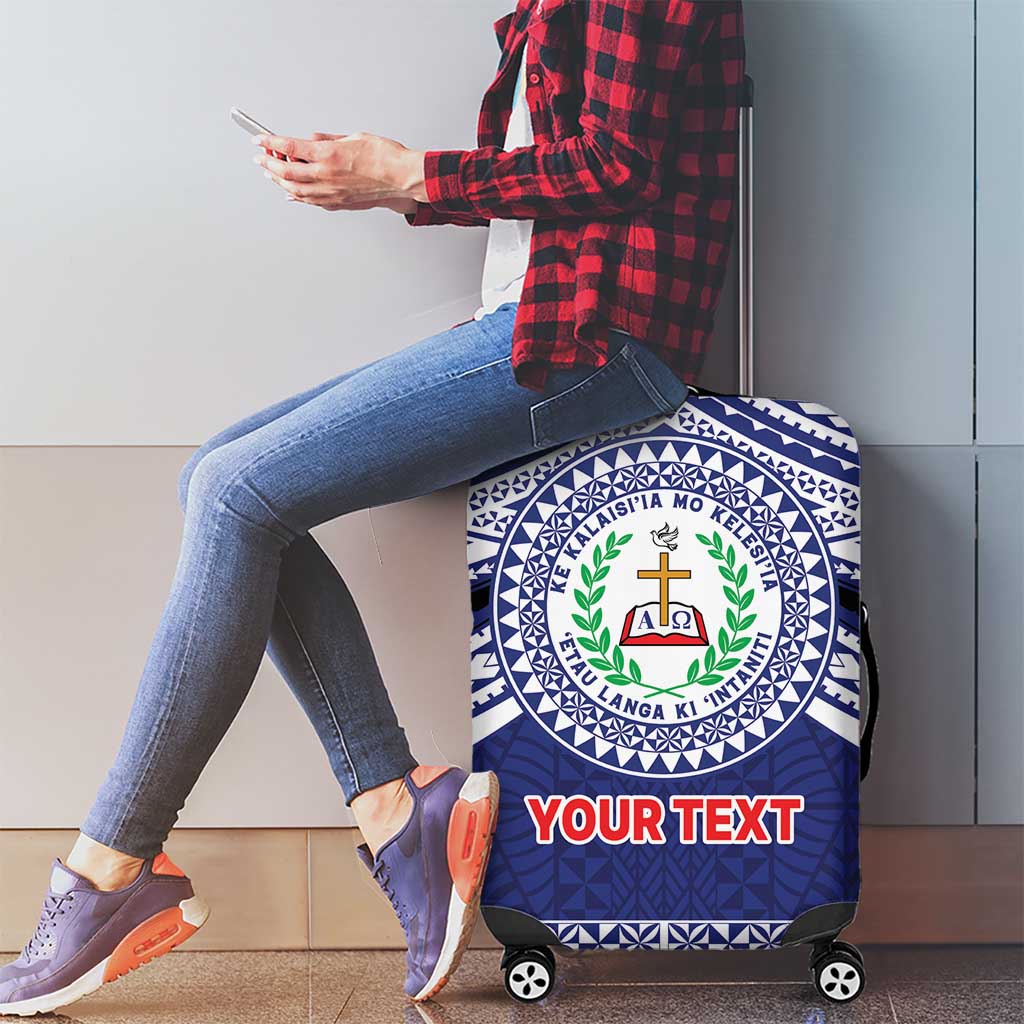 Personalised Tonga Sia'atoutai Theological College Luggage Cover Polynesian Ngatu Tribal