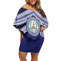 Personalised Tonga Sia'atoutai Theological College Off Shoulder Short Dress Polynesian Ngatu Tribal