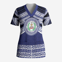 Personalised Tonga Sia'atoutai Theological College Scrub Top Polynesian Ngatu Tribal - Polynesian Pride
