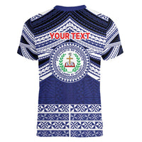 Personalised Tonga Sia'atoutai Theological College Women V-Neck T-Shirt Polynesian Ngatu Tribal