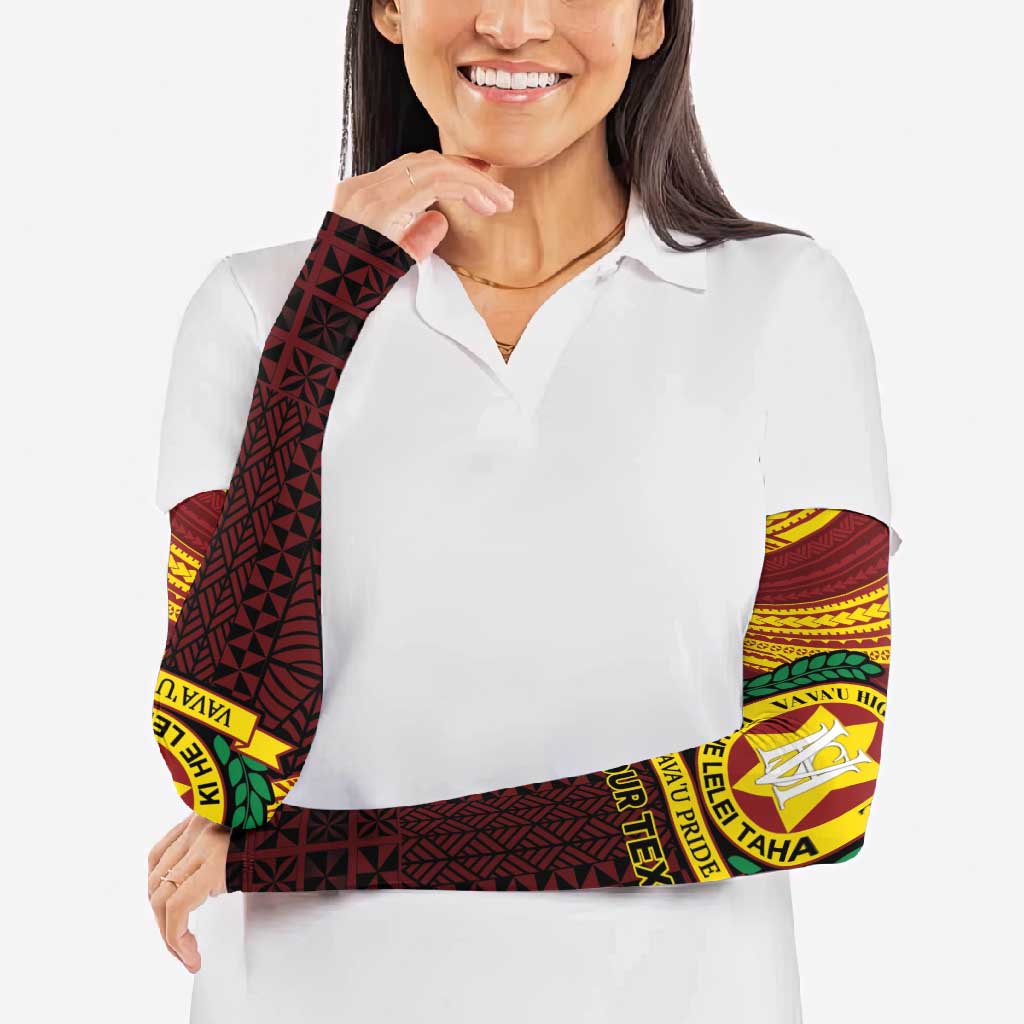 Personalised Tonga Vava'u High School Arm Sleeves Polynesian Ngatu Tribal - Polynesian Pride