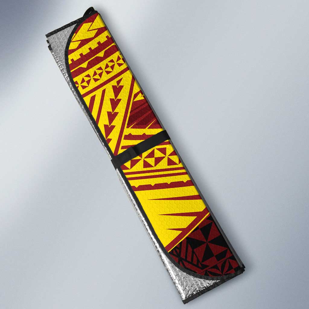 Personalised Tonga Vava'u High School Auto Sun Shade Polynesian Ngatu Tribal - Polynesian Pride