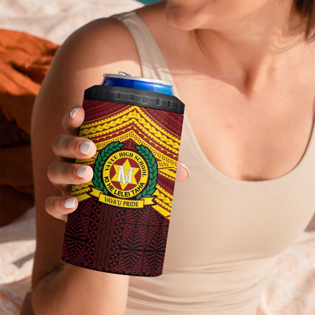 Personalised Tonga Vava'u High School 4 in 1 Can Cooler Tumbler Polynesian Ngatu Tribal